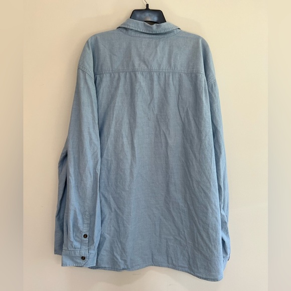 Carhartt 100% Cotton Long Sleeved Button Down Blue Chambray Shirt, size 3XL - Picture 3 of 9